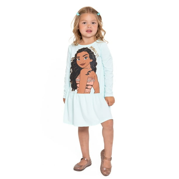 Robe Moana pour petites filles, taille basse, imprimé graphique, manches longues, tailles 12 mois à 5 ans
