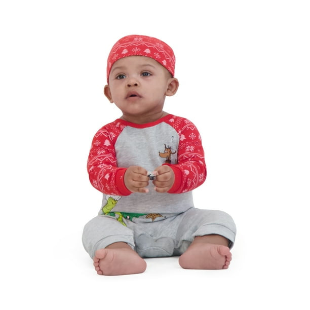 Combinaison et bonnet de Noël gris pour bébé, inspirés du Grinch