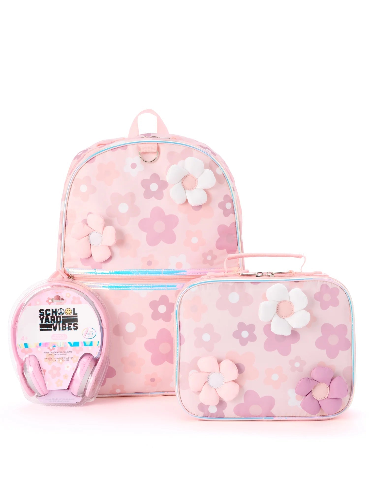 Ensemble Sac à Dos Floral Rose 3 Pièces