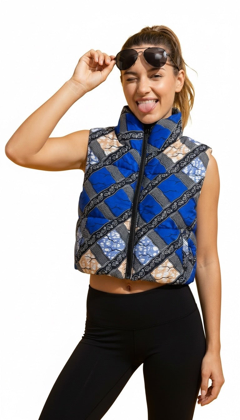 Gilet Matelassé Imprimé Wax Crop