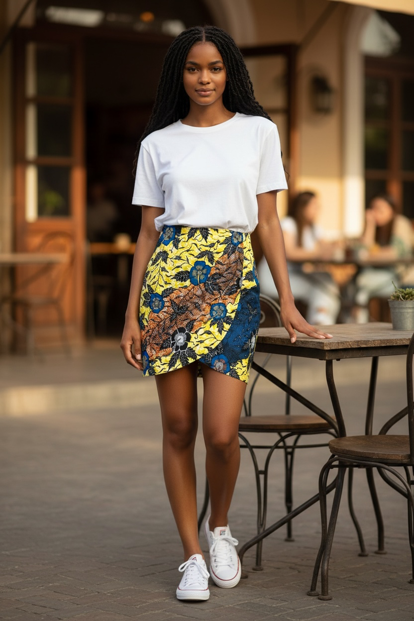 Mini-Jupe Wax Africain Patchwork