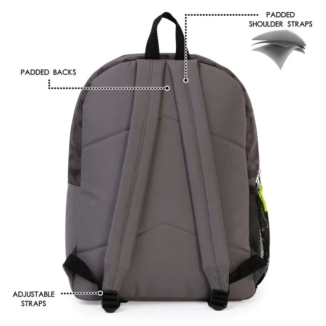 Ensemble 4 Pièces Sac à Dos Camouflage Noir et Jaune Fluo