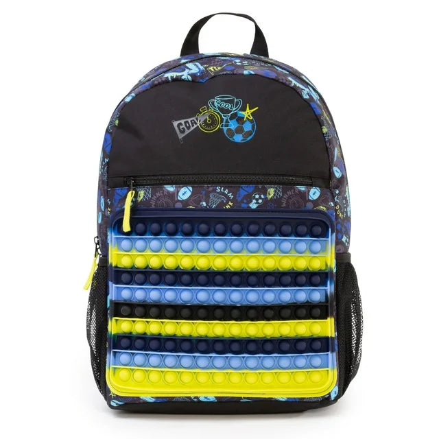 Sac à Dos Pop It Violet Émojis - Panneau Anti-Stress Inclus