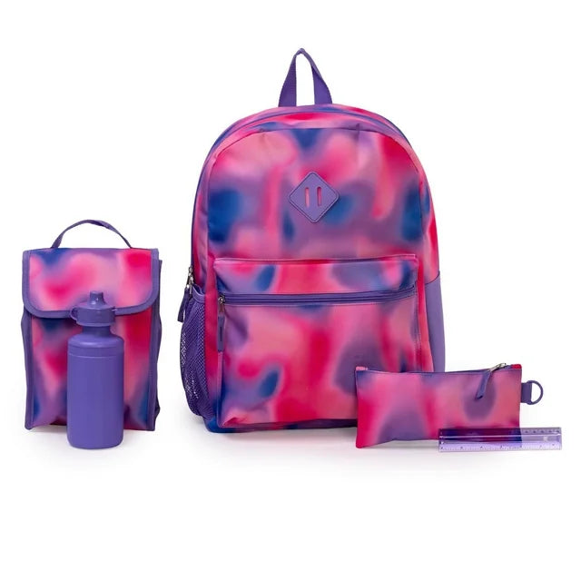 Ensemble 4 Pièces Sac à Dos Camouflage Noir et Jaune Fluo