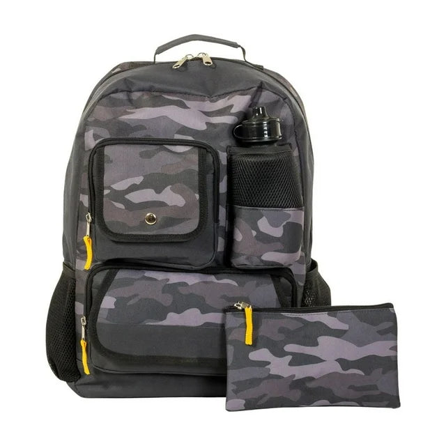 Ensemble Sac à Dos Floral Noir et Rose - Trousse et Bouteille Incluses