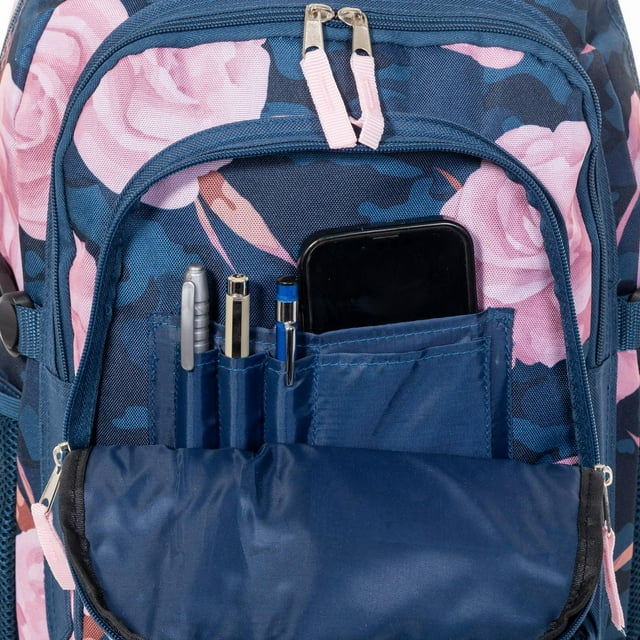 Sac à Dos Floral Bleu Marine et Rose - Motif Roses