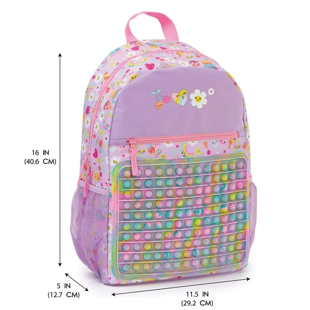 Sac à Dos Pop It Violet Émojis - Panneau Anti-Stress Inclus