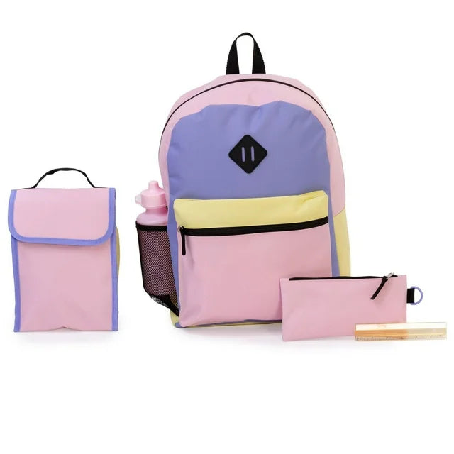 Ensemble 4 Pièces Sac à Dos Camouflage Noir et Jaune Fluo