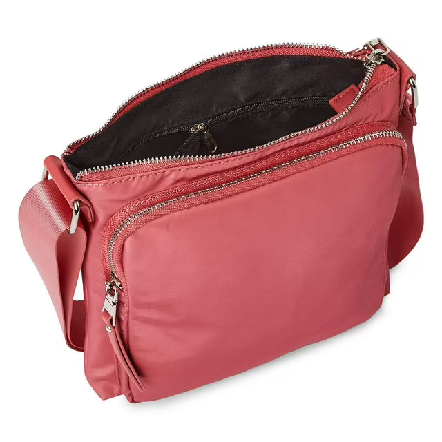 Sac Bandoulière Nylon Rose Corail - Multi-Poches Zippées