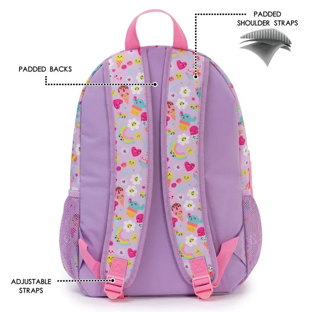 Sac à Dos Pop It Violet Émojis - Panneau Anti-Stress Inclus