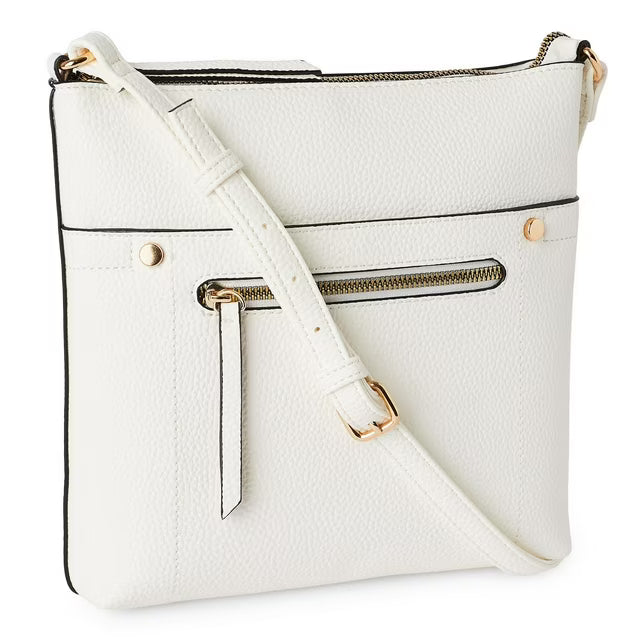 Sac Bandoulière Cuir Beige Crème - Finitions Dorées Élégantes
