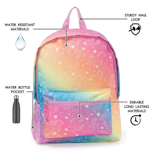 Sac à Dos Arc-en-Ciel Licornes Pastel - Dégradé Multicolore