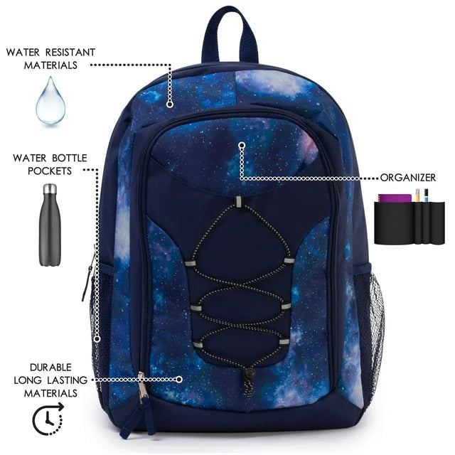 Sac à Dos Galaxie Bleu Nuit - Motif Étoiles et Nébuleuses