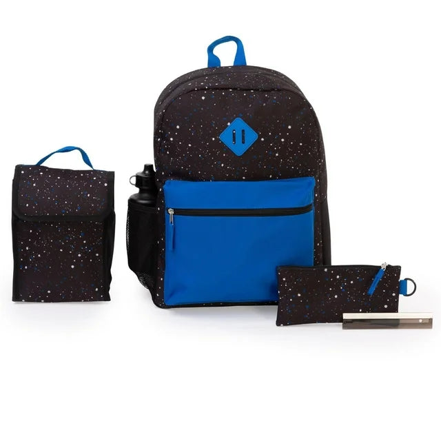 Ensemble 4 Pièces Sac à Dos Camouflage Noir et Jaune Fluo