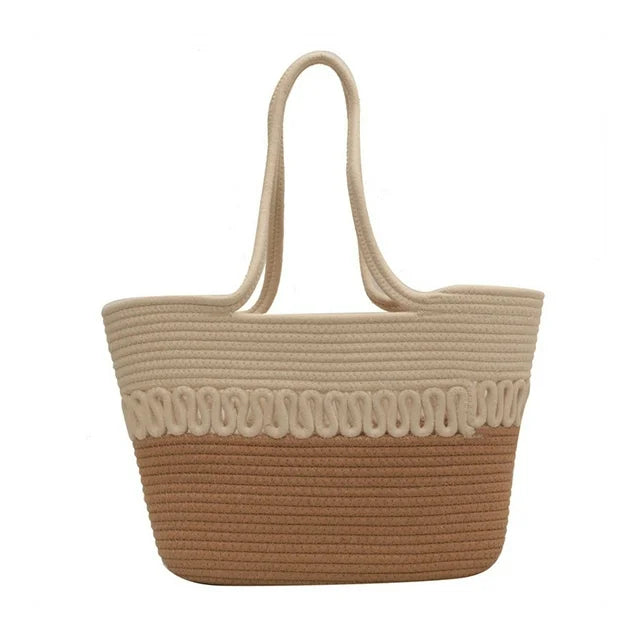 Sac Tressé Bicolore – Tote Bag Naturel