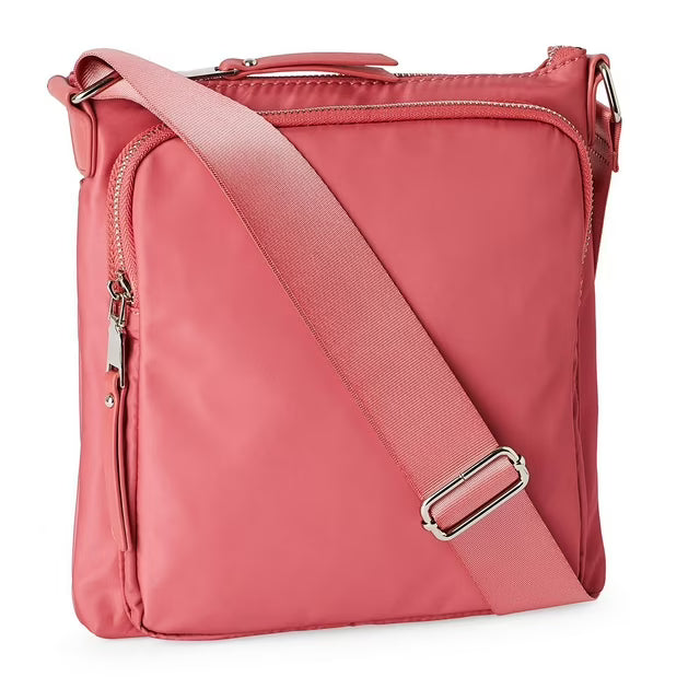 Sac Bandoulière Nylon Rose Corail - Multi-Poches Zippées
