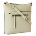 Sac Bandoulière Cuir Beige Crème - Finitions Dorées Élégantes