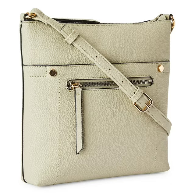 Sac Bandoulière Cuir Beige Crème - Finitions Dorées Élégantes