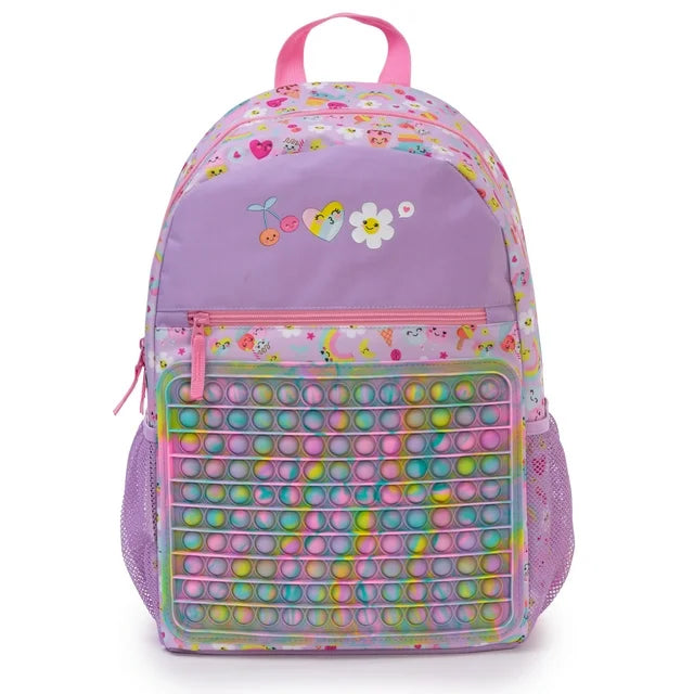 Sac à Dos Pop It Violet Émojis - Panneau Anti-Stress Inclus