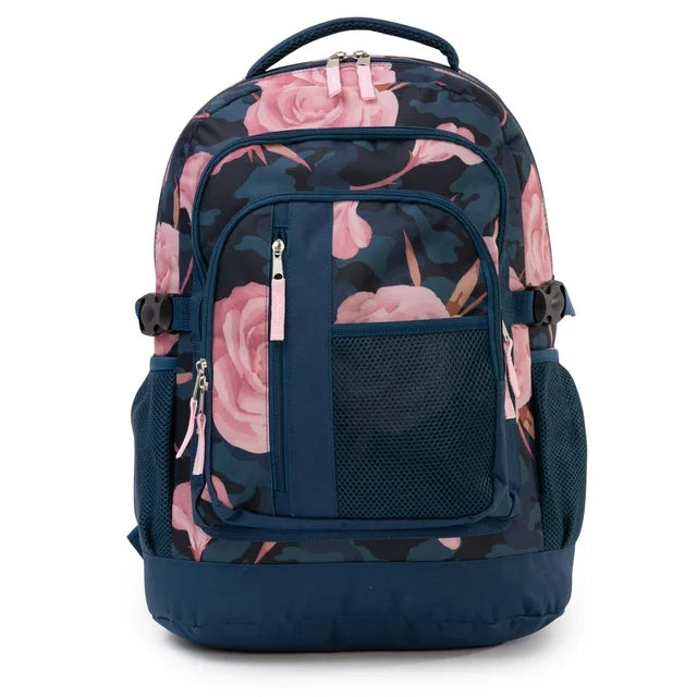 Sac à Dos Floral Bleu Marine et Rose - Motif Roses