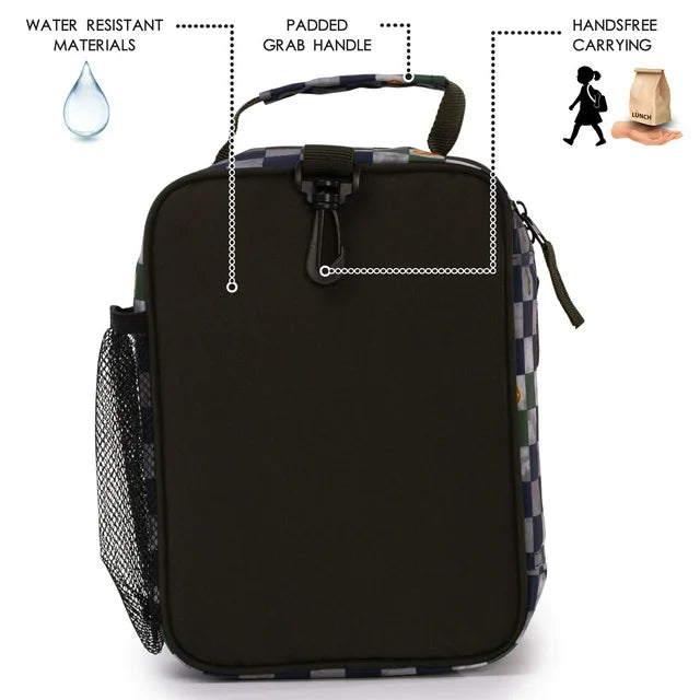 Jetstream Deluxe Kids Lunch Bag Insulated with Front Pocket, Side Mesh & Padded Handle